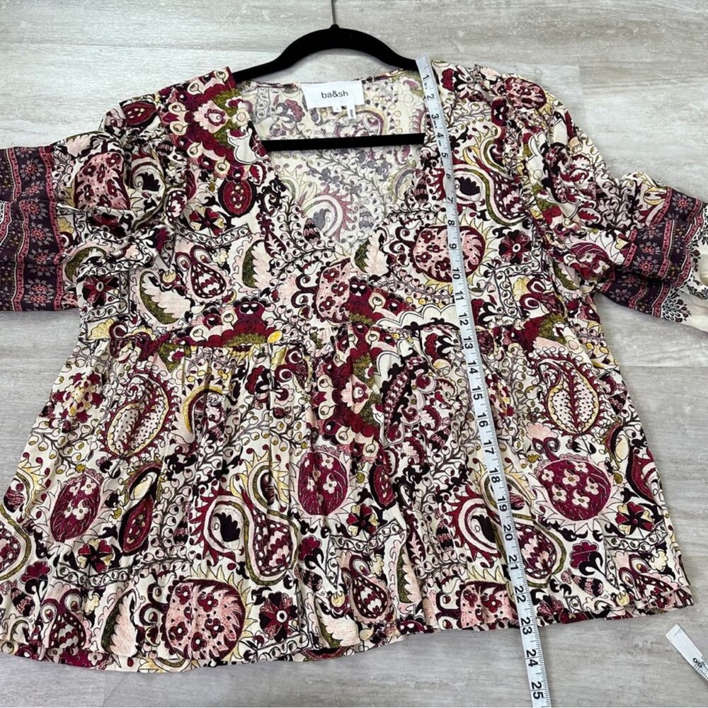 BA&SH Zarry Print Top size large paisley print berry & ecru - Picture 11 of 12